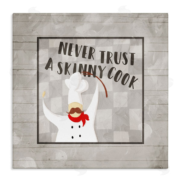 stupell industries Milli Villa | Never Trust Skinny Cook Phrase French Mustache Chef Wall Art
