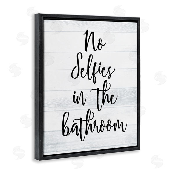 Stupell Industries Milli Villa | No Selfies In Bathroom Phrase Rustic Plank Pattern Wall Art
