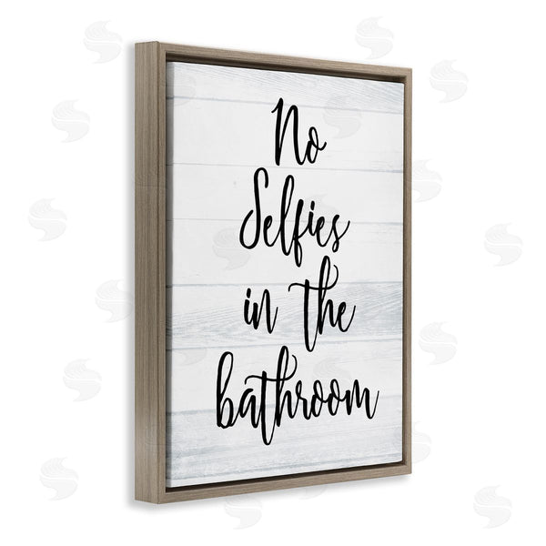 Stupell Industries Milli Villa | No Selfies In Bathroom Phrase Rustic Plank Pattern Wall Art