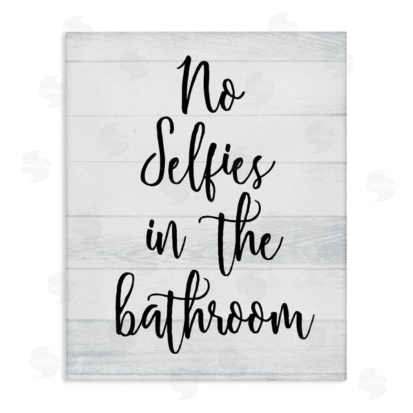 stupell industries Milli Villa | No Selfies in Bathroom Phrase Rustic Plank Pattern Wall Art