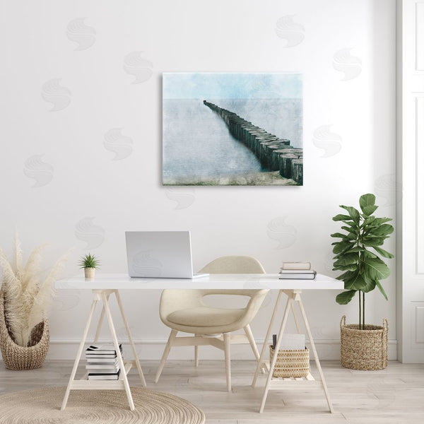 Stupell Industries Milli Villa | Shoreline Beach Piling Landscape Nautical Ocean Horizon Wall Art
