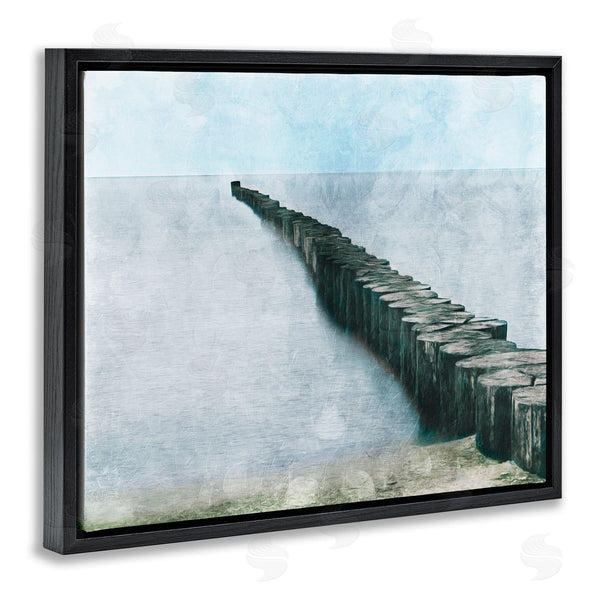 Stupell Industries Milli Villa | Shoreline Beach Piling Landscape Nautical Ocean Horizon Wall Art