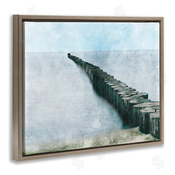 Stupell Industries Milli Villa | Shoreline Beach Piling Landscape Nautical Ocean Horizon Wall Art