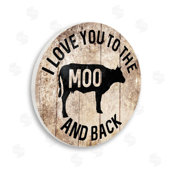 stupell industries Milli Villa | The Moo And Back Funny Cow Farm Wood Texture Word Design Wall Art
