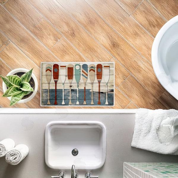 Stupell Industries Milli Villa | Various Rustic Oars Patterns Plush Bath Mat