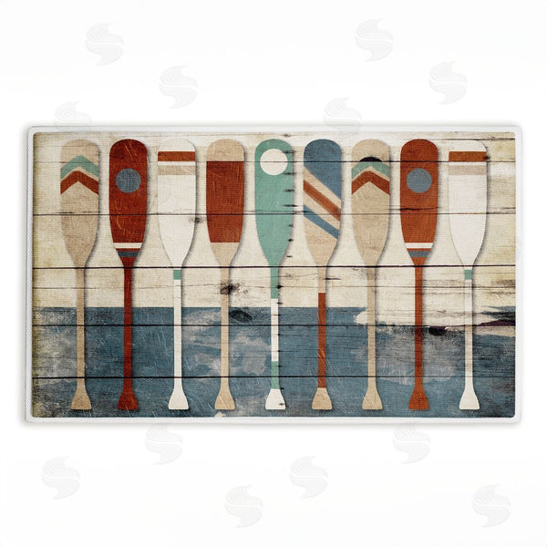 stupell industries Milli Villa | Various Rustic Oars Patterns Plush Bath Mat
