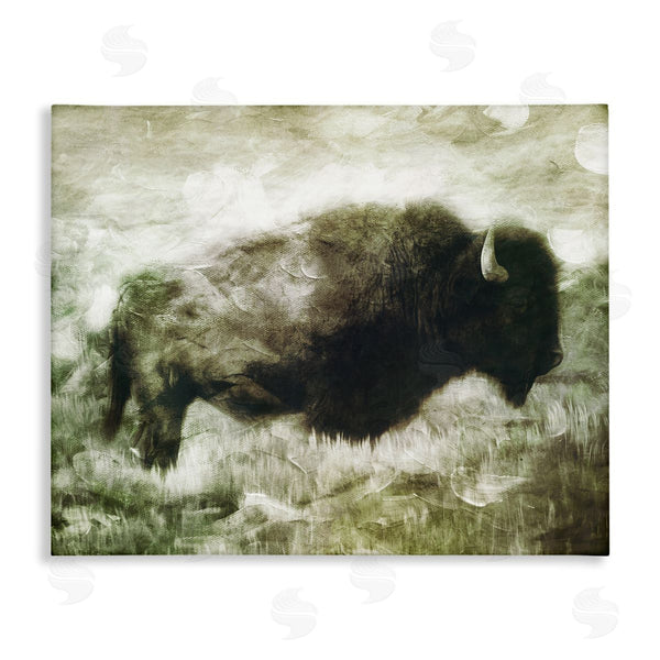 stupell industries Milli Villa | Vintage Buffalo in Distressed Rustic Field Country Animal Wall Art