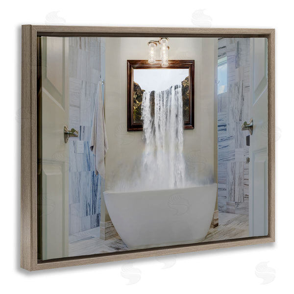 Stupell Industries Milli Villa | Waterfall Bathtub Bathroom Photograph