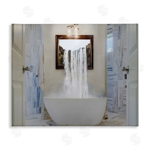 stupell industries Milli Villa | Waterfall Bathtub Bathroom Photograph