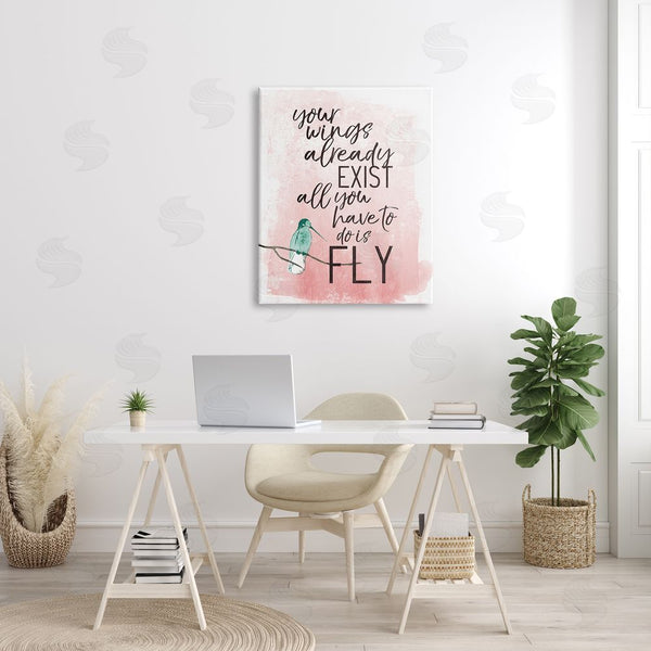 Stupell Industries Milli Villa | Your Wings Already Exist Inspirational Phrase Bird Metaphor Wall Art