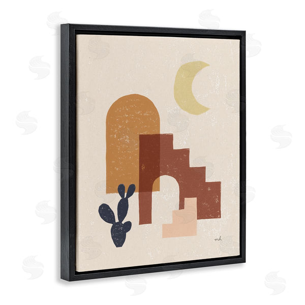 Stupell Industries Moira Hershey | Abstract Terracotta Architecture Geometric Shapes Crescent Moon Cactus Wall Art
