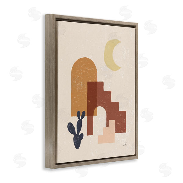 Stupell Industries Moira Hershey | Abstract Terracotta Architecture Geometric Shapes Crescent Moon Cactus Wall Art