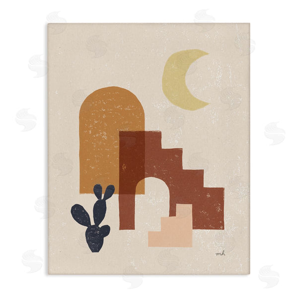 stupell industries Moira Hershey | Abstract Terracotta Architecture Geometric Shapes Crescent Moon Cactus Wall Art