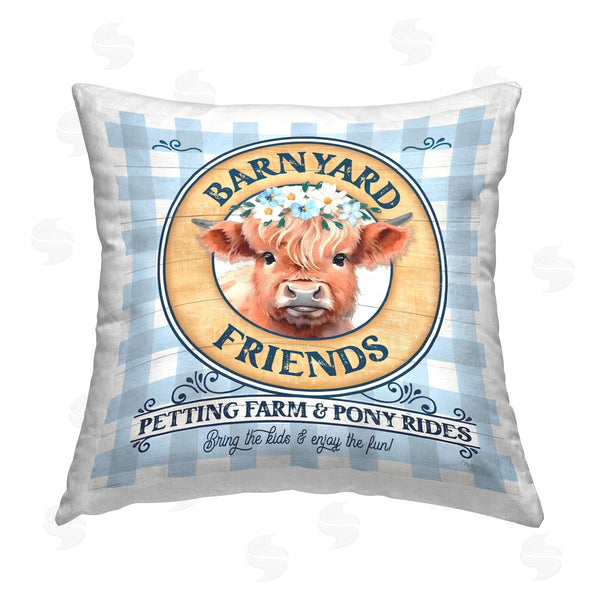 stupell industries Mollie B. | Barnyard Friends Plaid Printed Throw Pillow