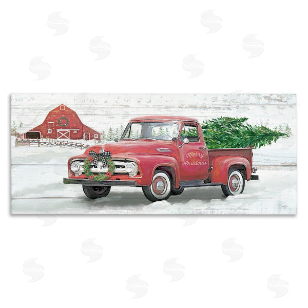 stupell industries Mollie B. | Christmas Truck on Snowy Farm Wall Art