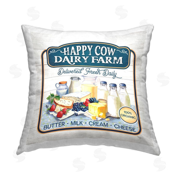 stupell industries Mollie B. | Happy Cow Farm Printed Throw Pillow
