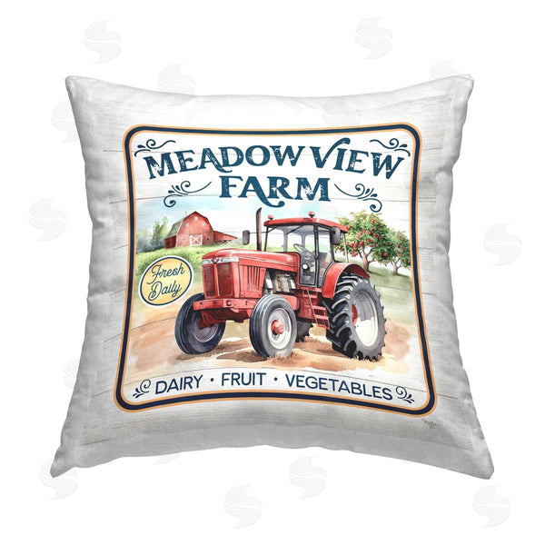 stupell industries Mollie B. | Meadowview Farm Tractor Printed Throw Pillow
