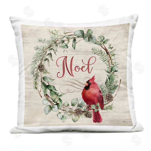 Stupell Industries Mollie B. | Noel Wreath With Cardinal Printed Throw Pillow