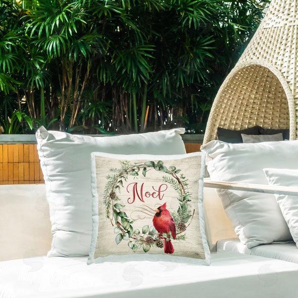Stupell Industries Mollie B. | Noel Wreath With Cardinal Printed Throw Pillow