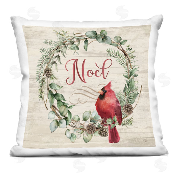 stupell industries Mollie B. | Noel Wreath with Cardinal Printed Throw Pillow