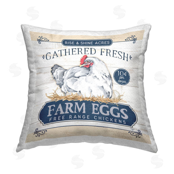 Stupell Industries Mollie B. | Rustic Farm Eggs Ad Printed Throw Pillow