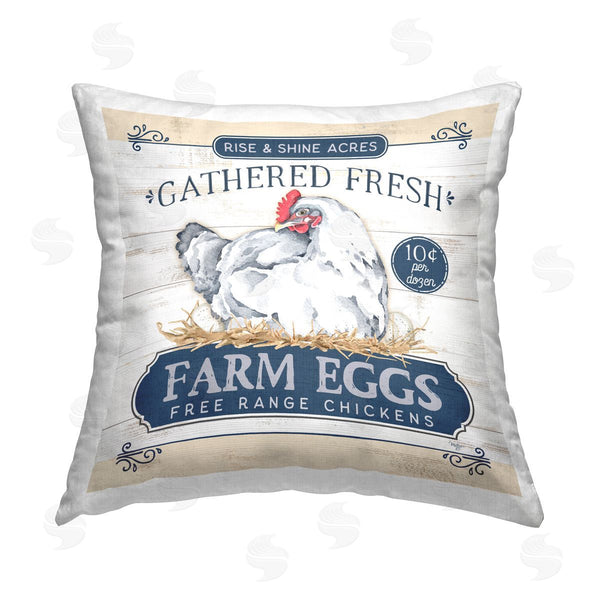 stupell industries Mollie B. | Rustic Farm Eggs Ad Printed Throw Pillow