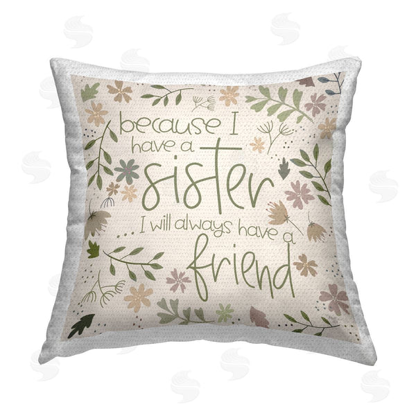 Stupell Industries Mollie B. | Sister & Friend Family Phrase Printed Throw Pillow