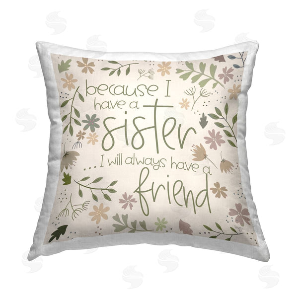 stupell industries Mollie B. | Sister & Friend Family Phrase Printed Throw Pillow