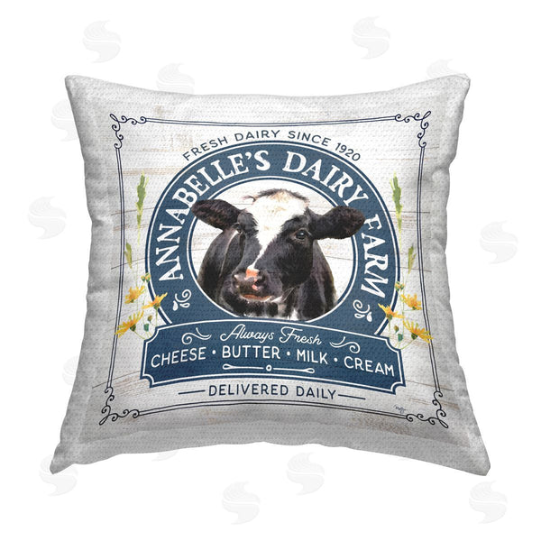 Stupell Industries Mollie B. | Vintage Dairy Farm Cow Printed Throw Pillow