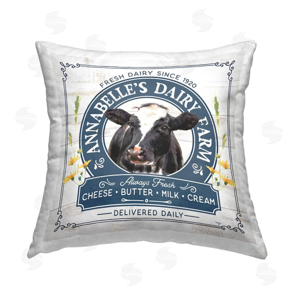 stupell industries Mollie B. | Vintage Dairy Farm Cow Printed Throw Pillow