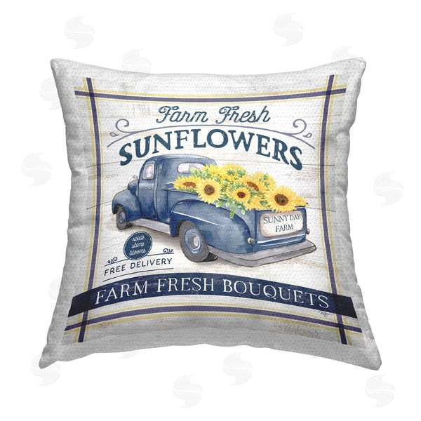 Stupell Industries Mollie B. | Vintage Farm Fresh Sunflowers Printed Throw Pillow