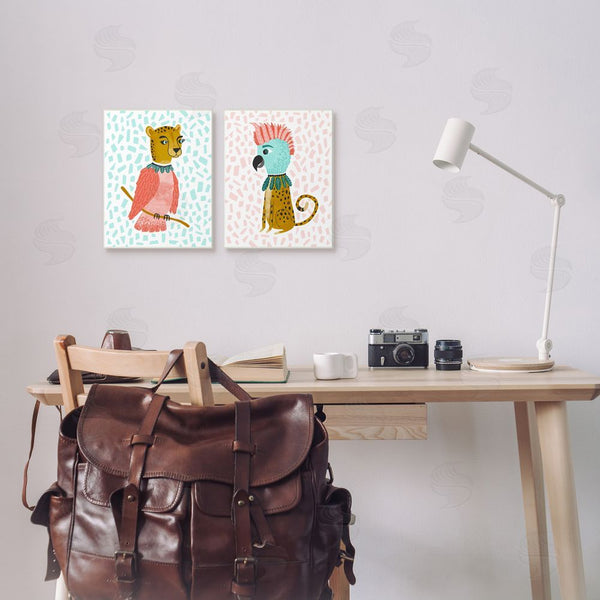 Stupell Industries Molly Fabiano | Cheetah Bird Playful Animal Mix Up Wall Art