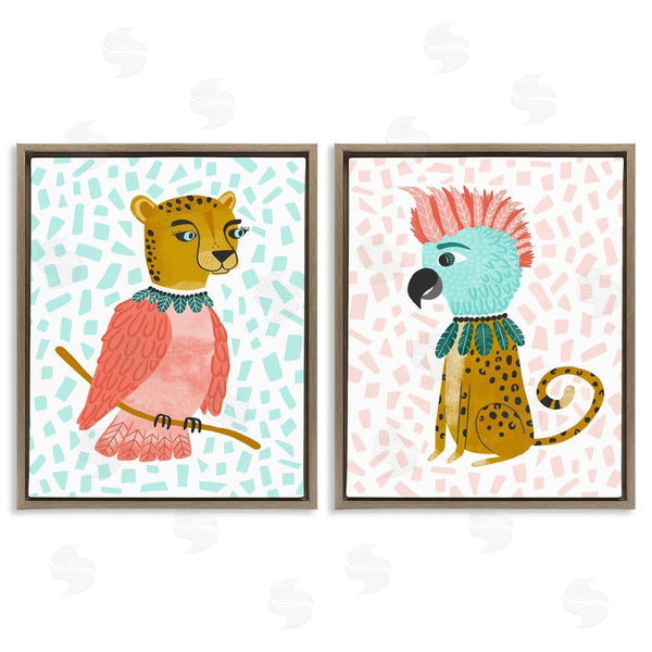 Stupell Industries Molly Fabiano | Cheetah Bird Playful Animal Mix Up Wall Art