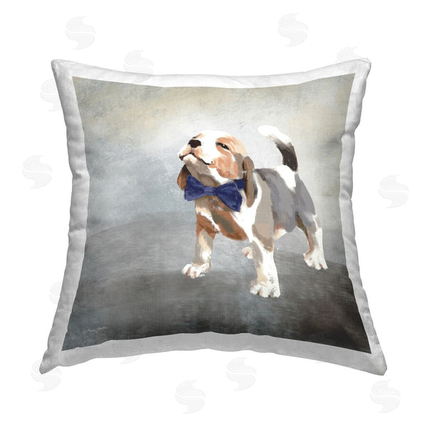 stupell industries Molly Mattin | Adorable Puppy with Bow Printed Throw Pillow