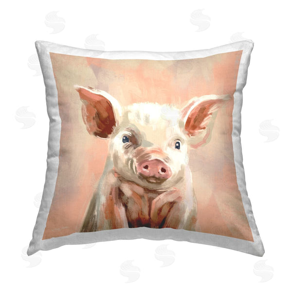 stupell industries Molly Mattin | Baby Piglet Portrait Printed Throw Pillow
