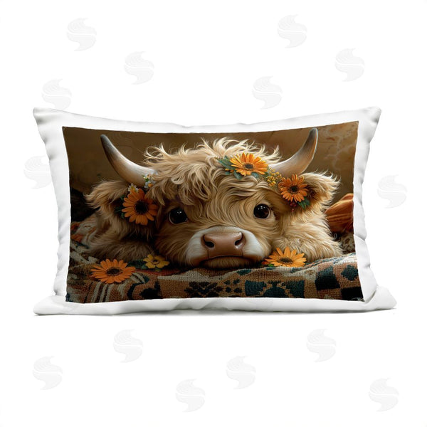 Stupell Industries Momart | Adorable Flower Bedecked Cattle Printed Throw Pillow