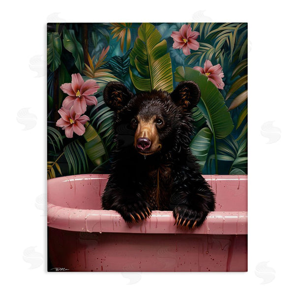 stupell industries Momart | Bruno Bear in Pink Tub Wall Art