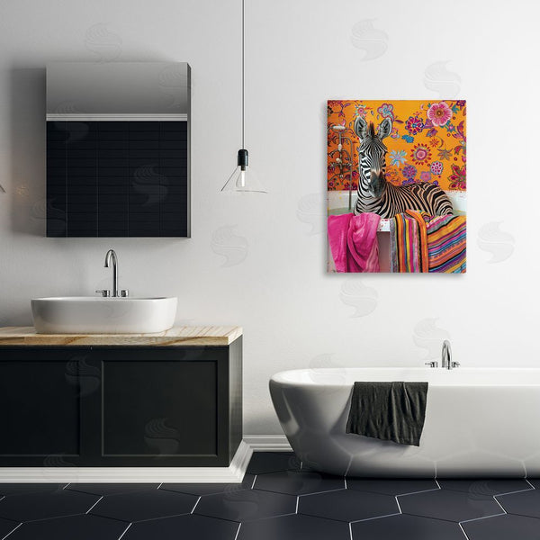 Stupell Industries Momart | Zebra Bath With Colorful Towel Wall Art