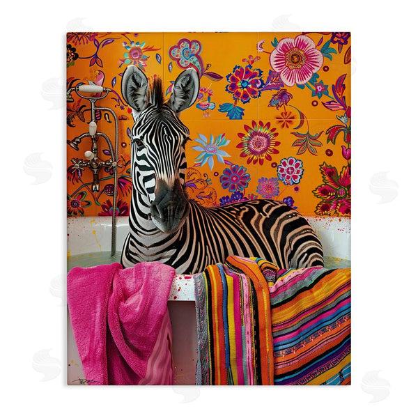 stupell industries Momart | Zebra Bath with Colorful Towel Wall Art