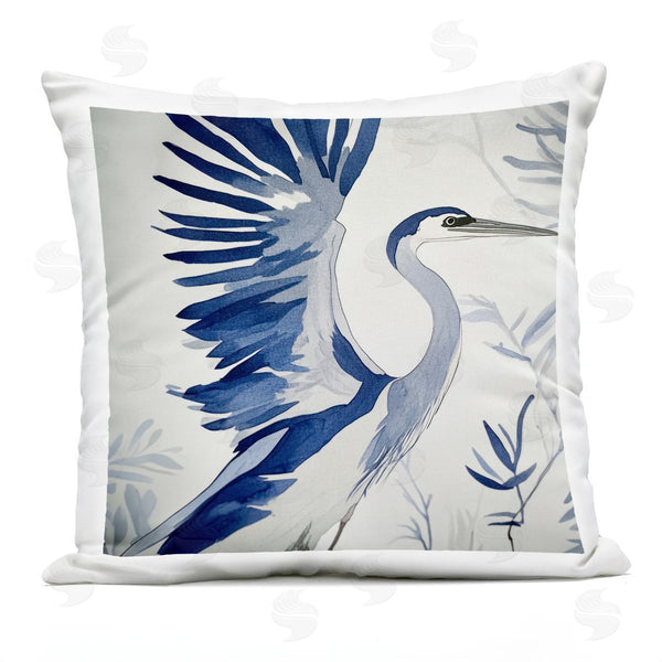 Stupell Industries Mona Grace | Blue Heron In Cool Tones Printed Throw Pillow