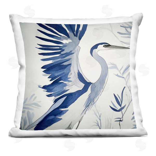 stupell industries Mona Grace | Blue Heron in Cool Tones Printed Throw Pillow