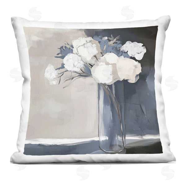 stupell industries Mona Grace | Gentle Petals Grey & Beige Printed Throw Pillow