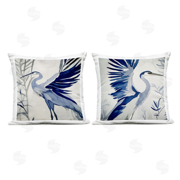 Stupell Industries Mona Grace | Whimsical Blue Beach Birds Printed Throw Pillow Set