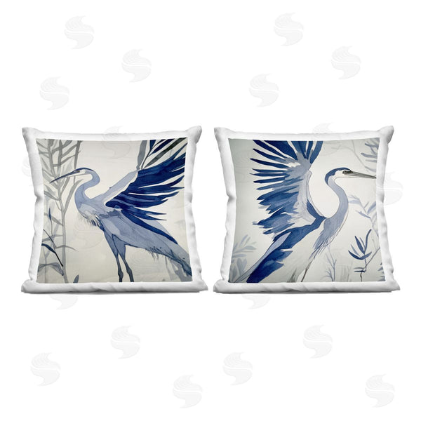 stupell industries Mona Grace | Whimsical Blue Beach Birds Printed Throw Pillow Set