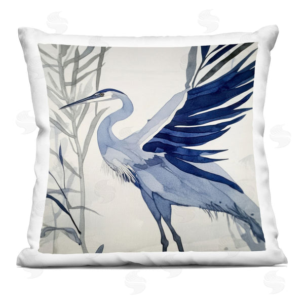 stupell industries Mona Grace | Whimsical Blue Heron Printed Throw Pillow
