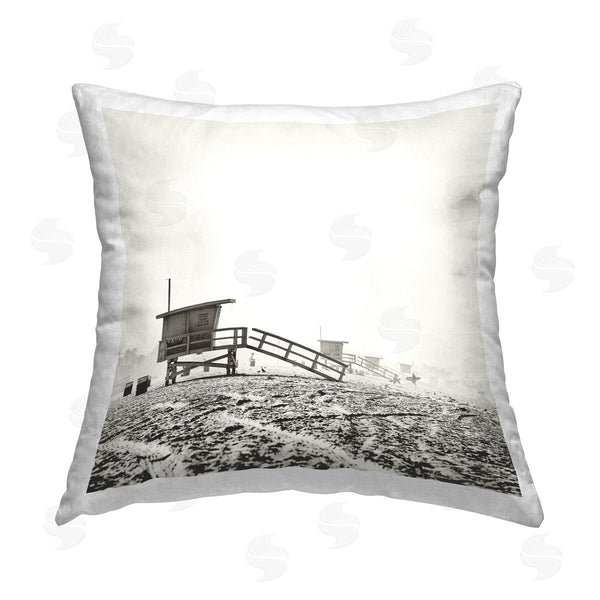 stupell industries Myan Soffia | Grey Beach Huts Printed Throw Pillow