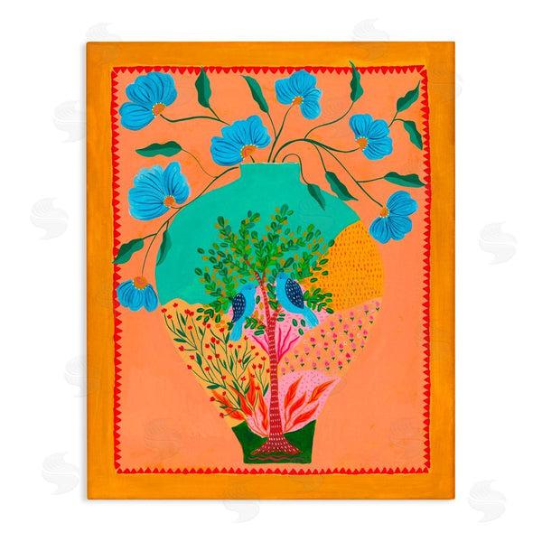 stupell industries Nabeela Rumi | Bluebirds & Boho Flower Vase Wall Art