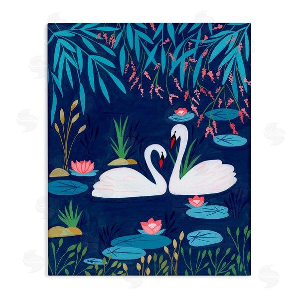 stupell industries Nabeela Rumi | Swan Pair on Blue Pond Wall Art