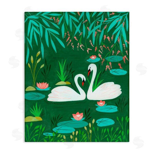 stupell industries Nabeela Rumi | Swan Pair on Green Pond Wall Art