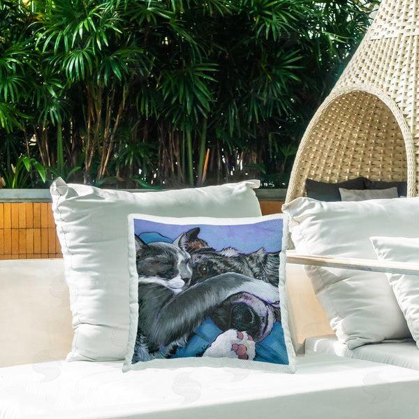 Stupell Industries Nadi Spencer | Cat & Dog Cuddles Printed Throw Pillow